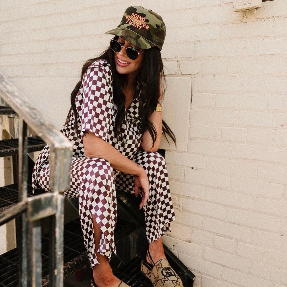 Dressed in LALA Brown Checkered Matching Set
